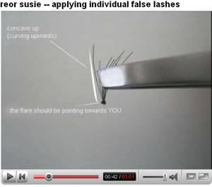Susie's video tutorial  for individual lashes.
